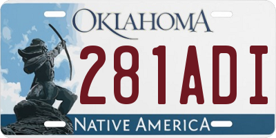 OK license plate 281ADI