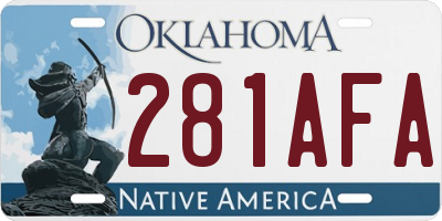 OK license plate 281AFA