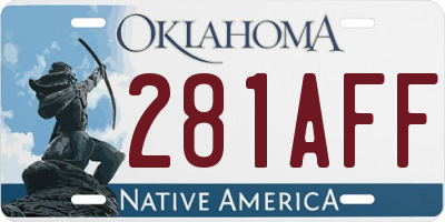 OK license plate 281AFF