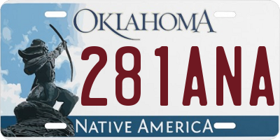 OK license plate 281ANA