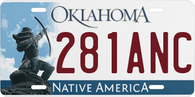 OK license plate 281ANC