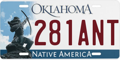 OK license plate 281ANT