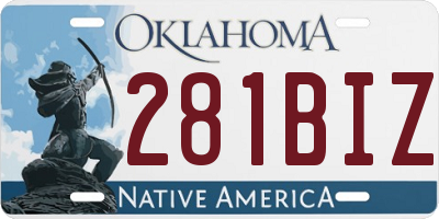 OK license plate 281BIZ