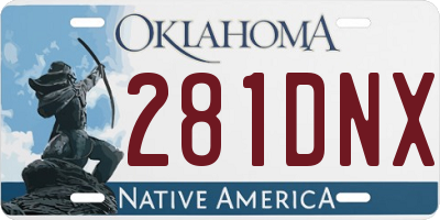 OK license plate 281DNX