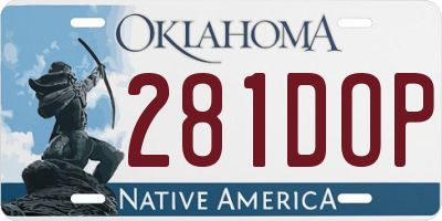 OK license plate 281DOP