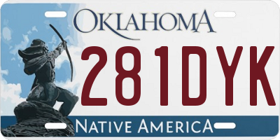 OK license plate 281DYK
