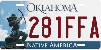 OK license plate 281FFA