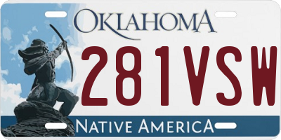 OK license plate 281VSW