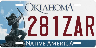 OK license plate 281ZAR