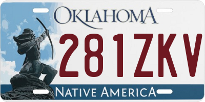 OK license plate 281ZKV