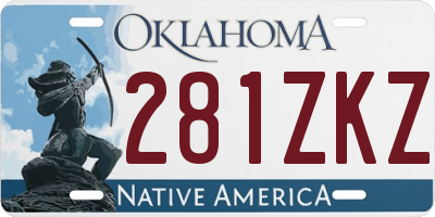 OK license plate 281ZKZ