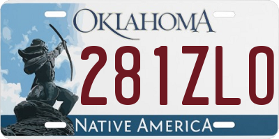OK license plate 281ZLO