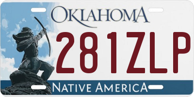 OK license plate 281ZLP