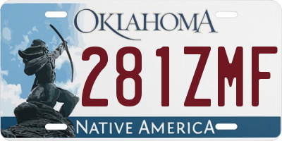 OK license plate 281ZMF