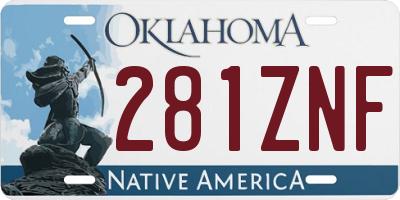 OK license plate 281ZNF