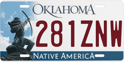 OK license plate 281ZNW