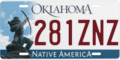 OK license plate 281ZNZ