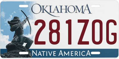 OK license plate 281ZOG