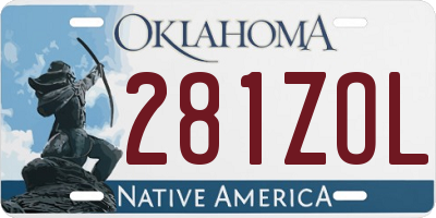 OK license plate 281ZOL