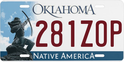 OK license plate 281ZOP