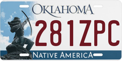 OK license plate 281ZPC