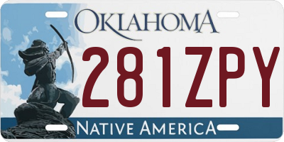 OK license plate 281ZPY