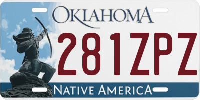 OK license plate 281ZPZ