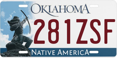 OK license plate 281ZSF