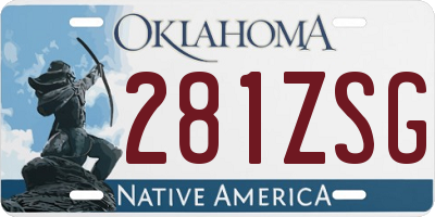 OK license plate 281ZSG