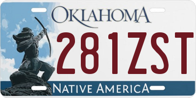 OK license plate 281ZST