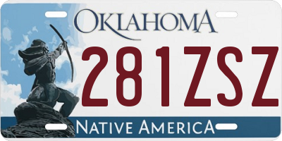 OK license plate 281ZSZ