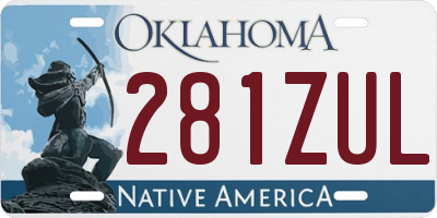 OK license plate 281ZUL