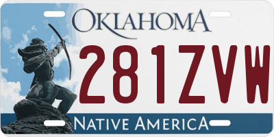 OK license plate 281ZVW