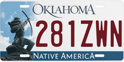 OK license plate 281ZWN