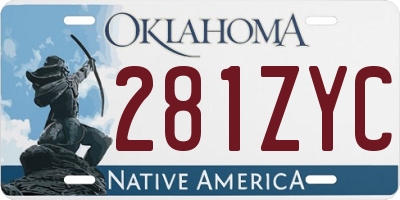 OK license plate 281ZYC