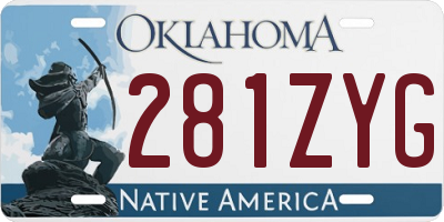 OK license plate 281ZYG