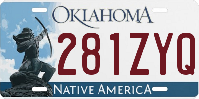 OK license plate 281ZYQ