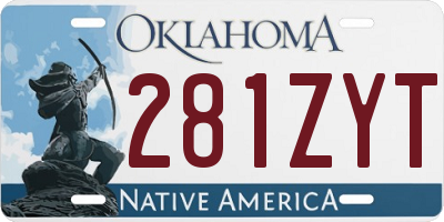 OK license plate 281ZYT