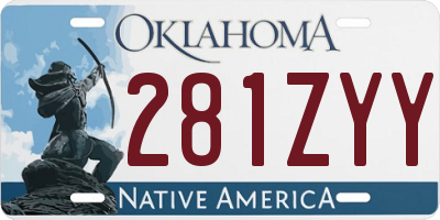 OK license plate 281ZYY