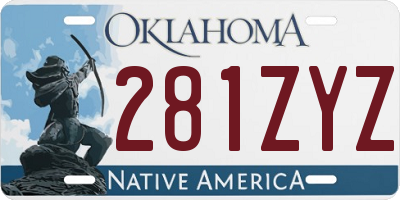 OK license plate 281ZYZ