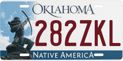 OK license plate 282ZKL