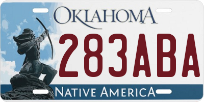 OK license plate 283ABA