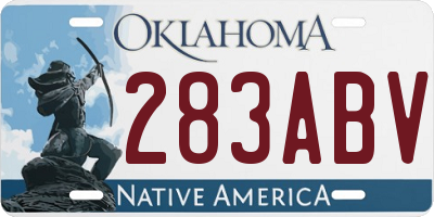 OK license plate 283ABV