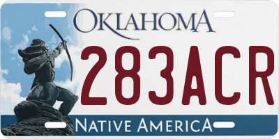 OK license plate 283ACR