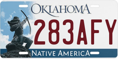 OK license plate 283AFY