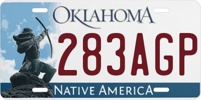 OK license plate 283AGP