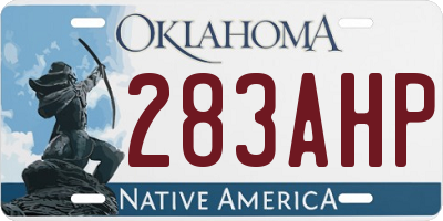 OK license plate 283AHP