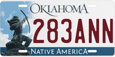 OK license plate 283ANN