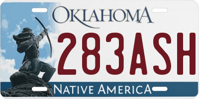OK license plate 283ASH