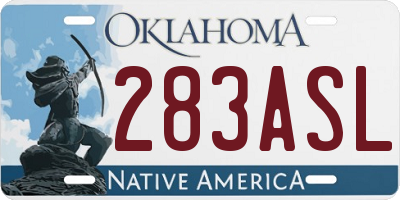 OK license plate 283ASL